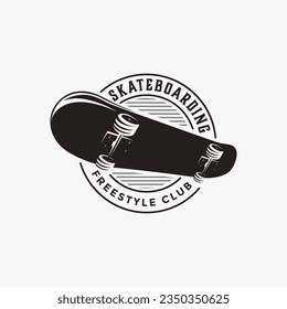 Vintage skateboarding logo, skateboarding shop, skateboarding club vector on white background