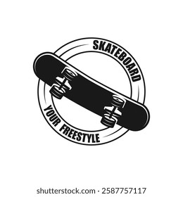 Vintage skateboarding logo, skateboarding shop, skateboarding club. suitable for brand, apparel, badge, emblem, shop, clothes, sticker, t-shirt design