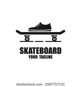 Vintage skateboarding logo, skateboarding shop, skateboarding club. suitable for brand, apparel, badge, emblem, shop, clothes, sticker, t-shirt design