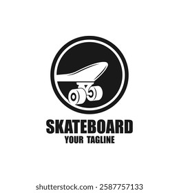 Vintage skateboarding logo, skateboarding shop, skateboarding club. suitable for brand, apparel, badge, emblem, shop, clothes, sticker, t-shirt design