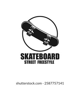 Vintage skateboarding logo, skateboarding shop, skateboarding club. suitable for brand, apparel, badge, emblem, shop, clothes, sticker, t-shirt design