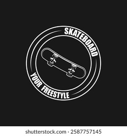 Vintage skateboarding logo, skateboarding shop, skateboarding club. suitable for brand, apparel, badge, emblem, shop, clothes, sticker, t-shirt design