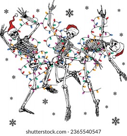 Vintage Skeleton Weihnachtstanz, Funny Skelett.