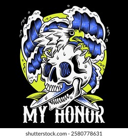 vintage skeleton illustration for apparel or clothing, skeleton clothing design