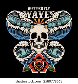 vintage skeleton illustration for apparel or clothing, skeleton clothing design