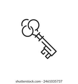 Vintage skeleton key icon. Simple design representing security, access, and historical significance, commonly associated with antique locks and secret treasures. Vector illustration