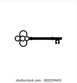 Vintage Skeleton Key Silhouette Old Classic Antique Door Key Logo Design