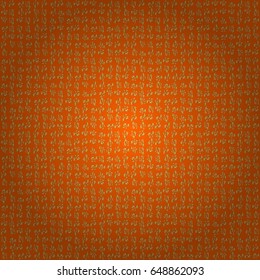 Vintage sketch. Elegant retro vector seamless pattern. Golden pattern on a orange background.