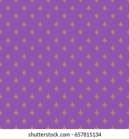 Vintage sketch. Elegant retro vector seamless pattern. Golden pattern on a violet background.