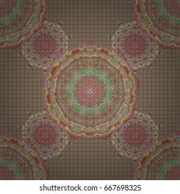 Vintage sketch. Elegant retro vector seamless pattern. Orange, beige and pink pattern.
