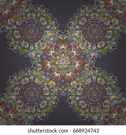 Vintage sketch. Elegant retro vector seamless pattern. Beige, green and gray pattern.