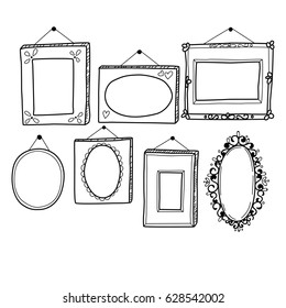 Vintage Sketch Frames Collection Hanging On Stock Vector (Royalty Free ...