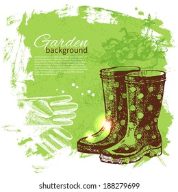 Vintage sketch gardening background. Hand drawn design 