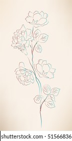 vintage sketch of roses. eps 10