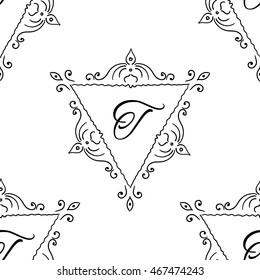 Vintage sketch seamless pattern with typography elements. Vector illustration.