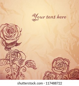 Vintage sketched flowers background