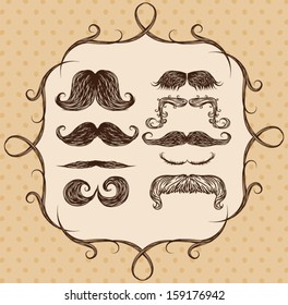 Vintage Sketchy Mustache Set