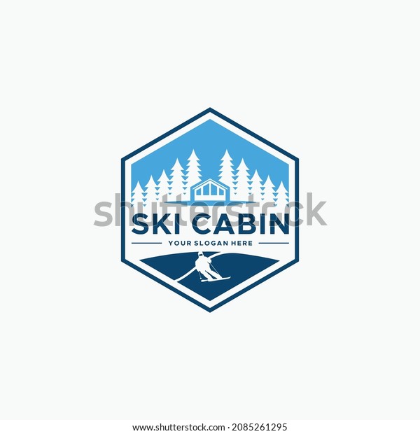 vintage SKI CABIN\
tree real estate logo\
design