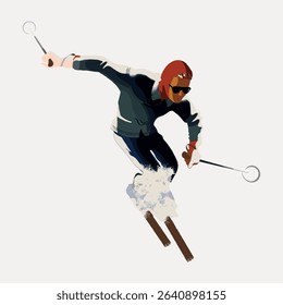 Vintage ski sport illustration by Joseph Binder, vector element.