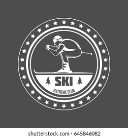 vintage skiing labels and design elements