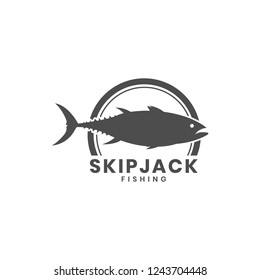 Vintage skipjack mackerel tuna fishing logo template