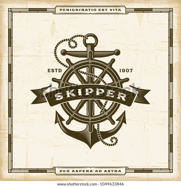 Vintage Skipper Label Editable Eps10 Vector Stock Vector (Royalty Free ...