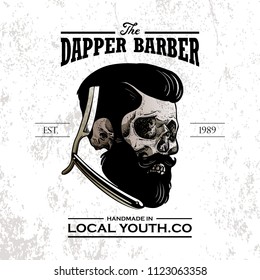 vintage skull barber logo