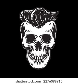 Vintage skull barbershop. isolated on black background