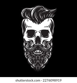 Vintage skull beard vector illustratiob