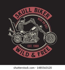 Vintage Skull Biker Vector Illustration