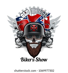 Vintage Skull, Bikers show logo.