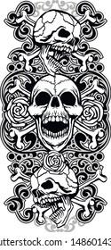 Vintage Skull And Bones Tattoo Sleeve