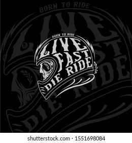 Vintage Skull Cafe Racer T-shirt Design Illustration