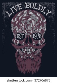 vintage skull ,camouflage.hipster