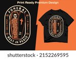 Vintage Skull in Coffin with Flowers Apparel Design Print Ready Vector. Funeral, Rest in peace grunge vector