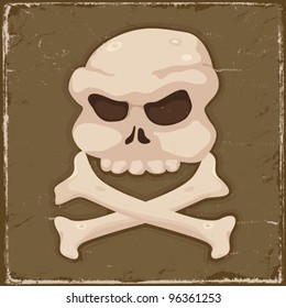 Vintage Skull And Cross Bones/ Illustration of a grunge pirate skull and cross bones background poster