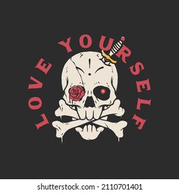 vintage skull with dagger, skull logo