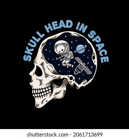 vintage skull head with astronaut space in head