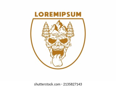 Vintage skull head of nature illustration design