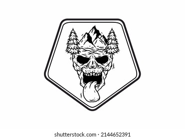 Vintage skull head of nature illustration design