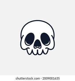Vintage Skull Head Simple Cartoon Character Illustration