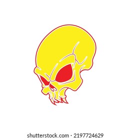 Vintage skull head in vector illustration style.