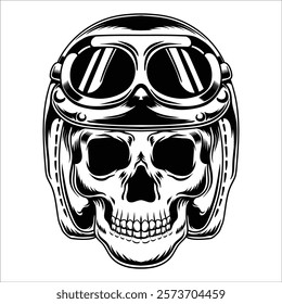 Vintage skull helmet motorcycle vector