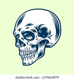 Vintage skull illustration on light background