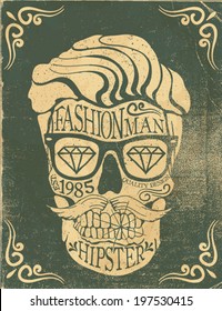 vintage skull label