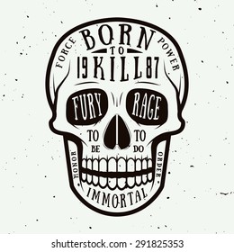 Vintage skull label, emblem and logo. Vector illustration