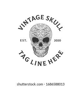 vintage skull logo design vector