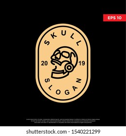 vintage skull logo. monoline style. badge icon template design