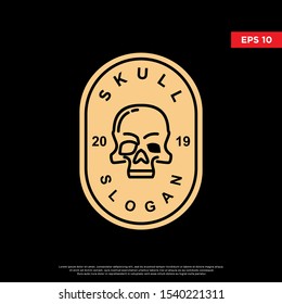vintage skull logo. monoline style. badge icon template design