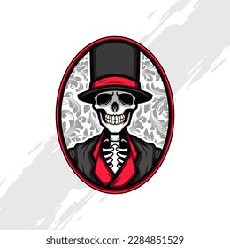 Vintage Skull Mascot for Adult Drink Label